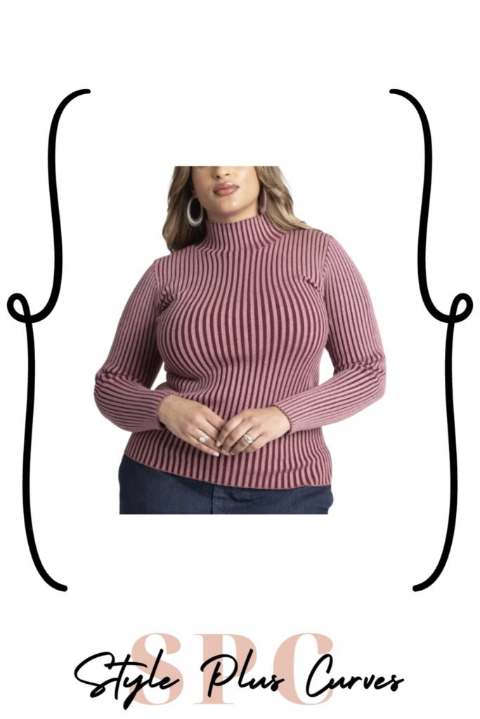 Plus Size Two Toned Ribbed Sweater