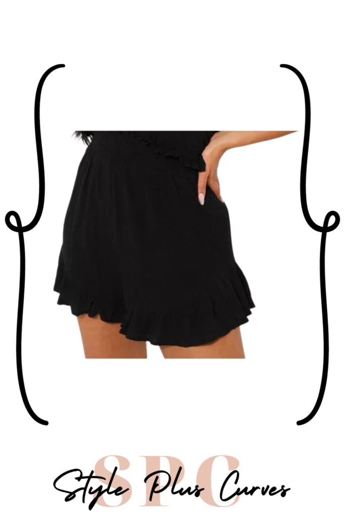 Plus Size Cheesecloth Black Flowy Shorts