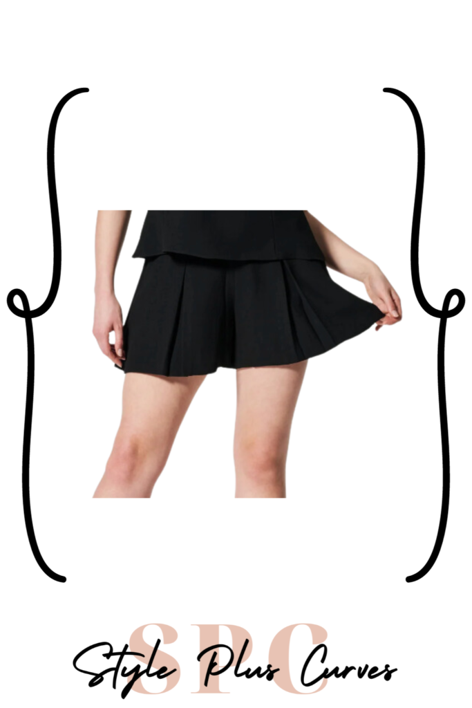 Plus Size Black Pleated Shorts
