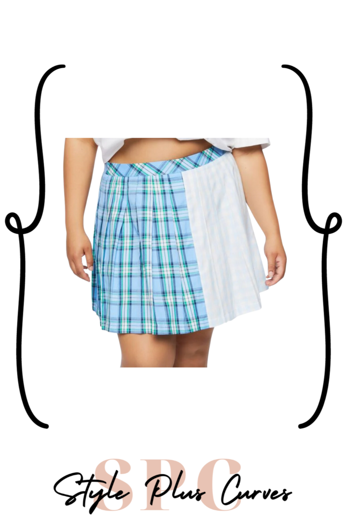 Plus Size Blue Multi Plaid Skirt