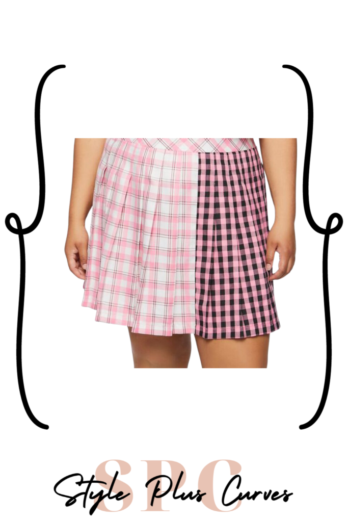 Plus Size Pink Multi Plaid Skirt