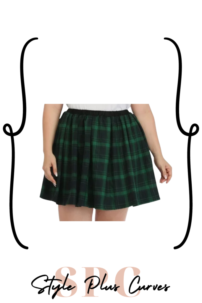 Plus Size Green Plaid Skirt