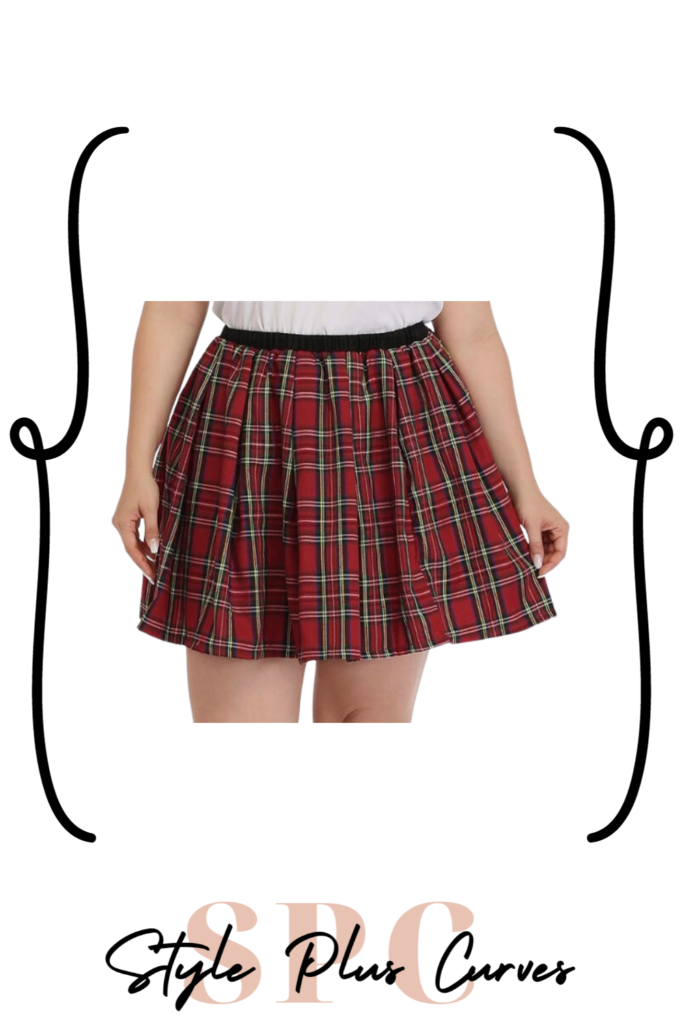Plus Size Red Plaid Skirt