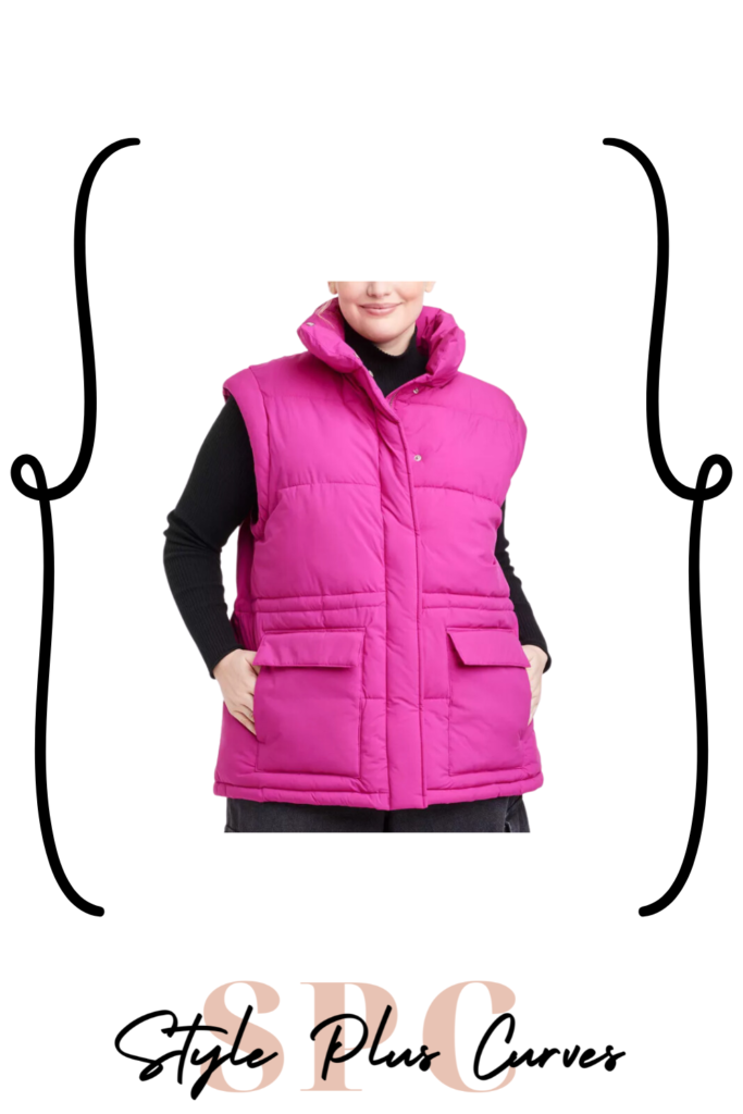 Plus Size Pink Puffer Vest