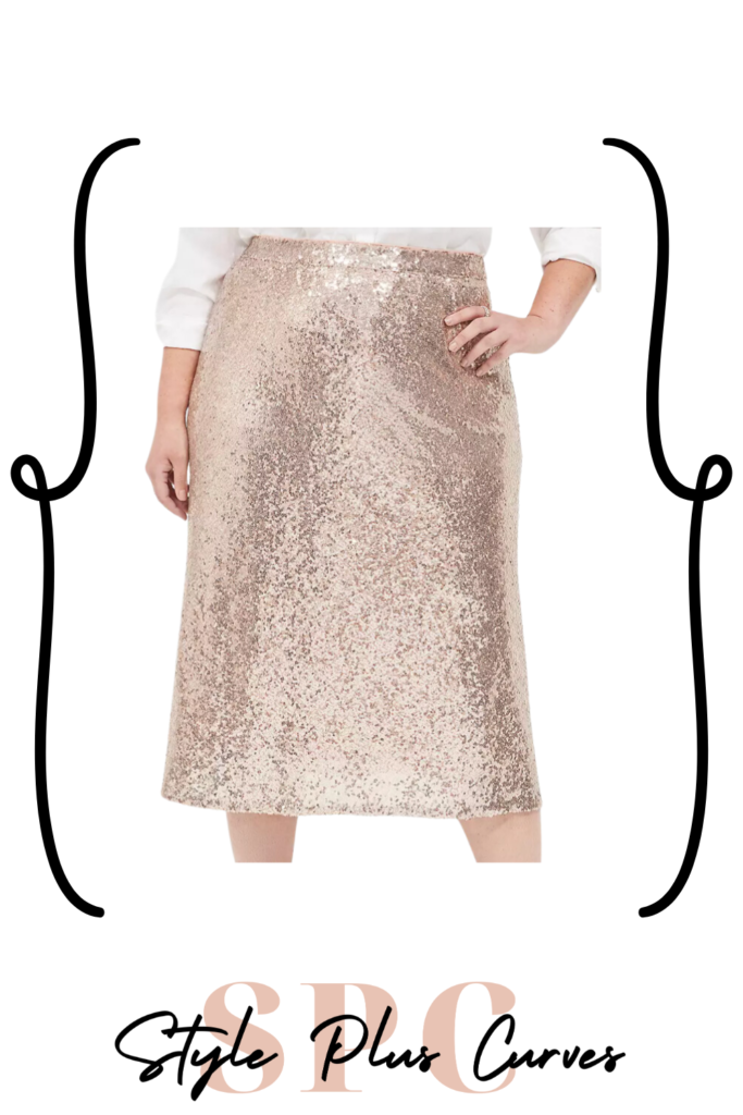 Plus Size Sequin Midi Skirt