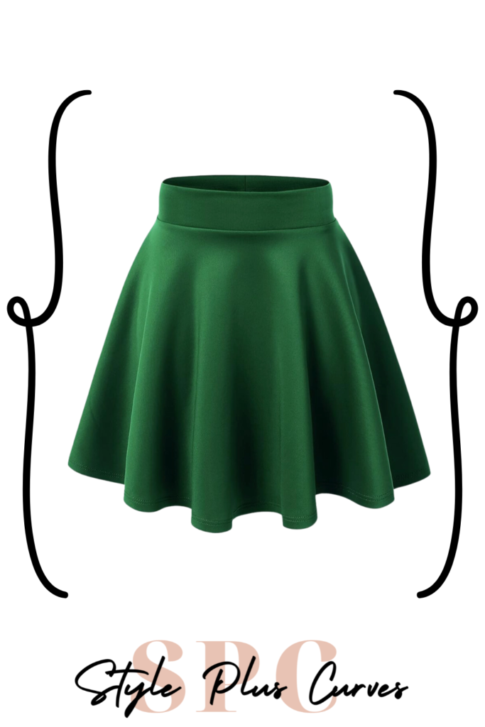 Plus Size Green Flared Mini Skater Skirt