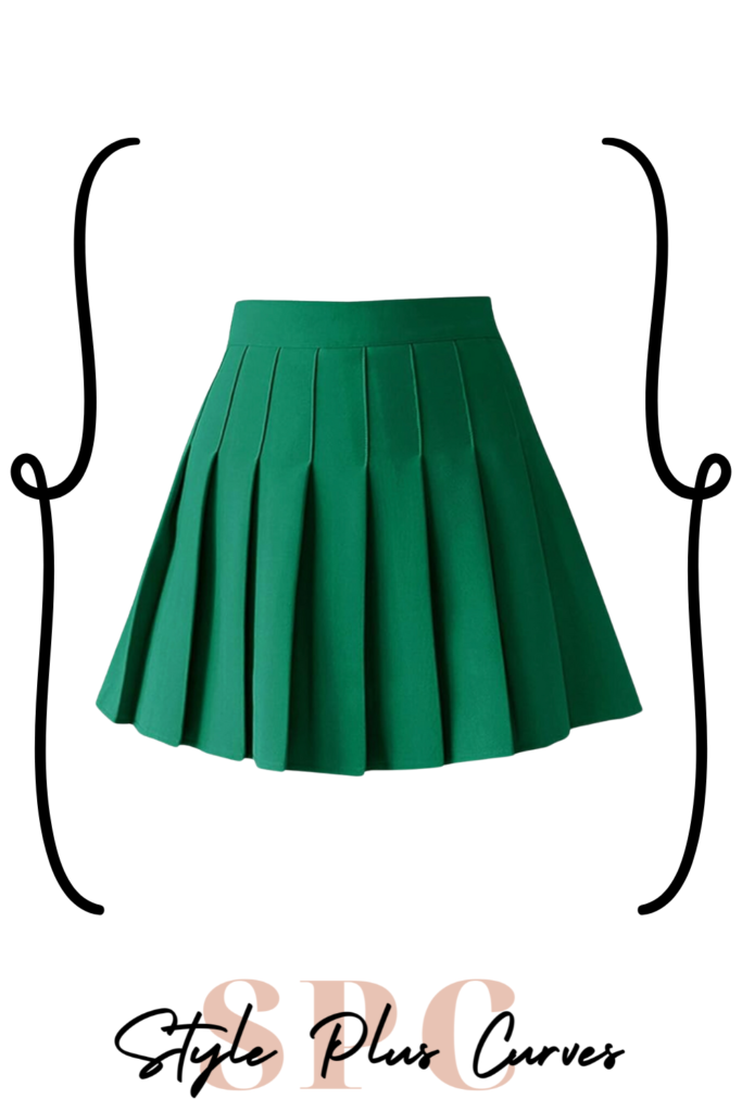 Plus Size Green Pleated Mini Skirt