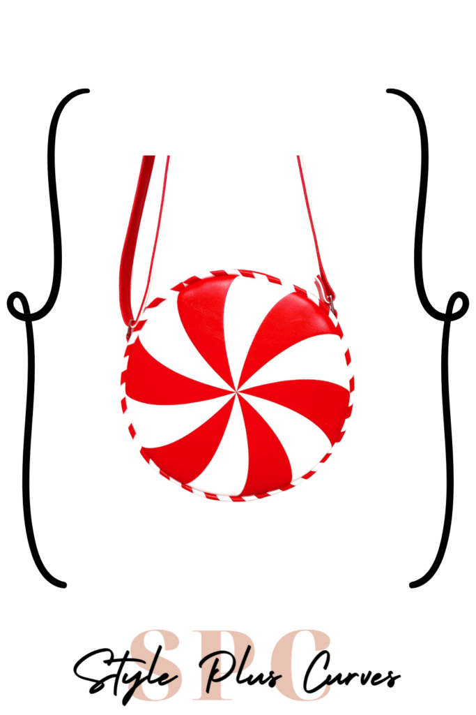 Red and White Peppermint Candy Crossbody Bag