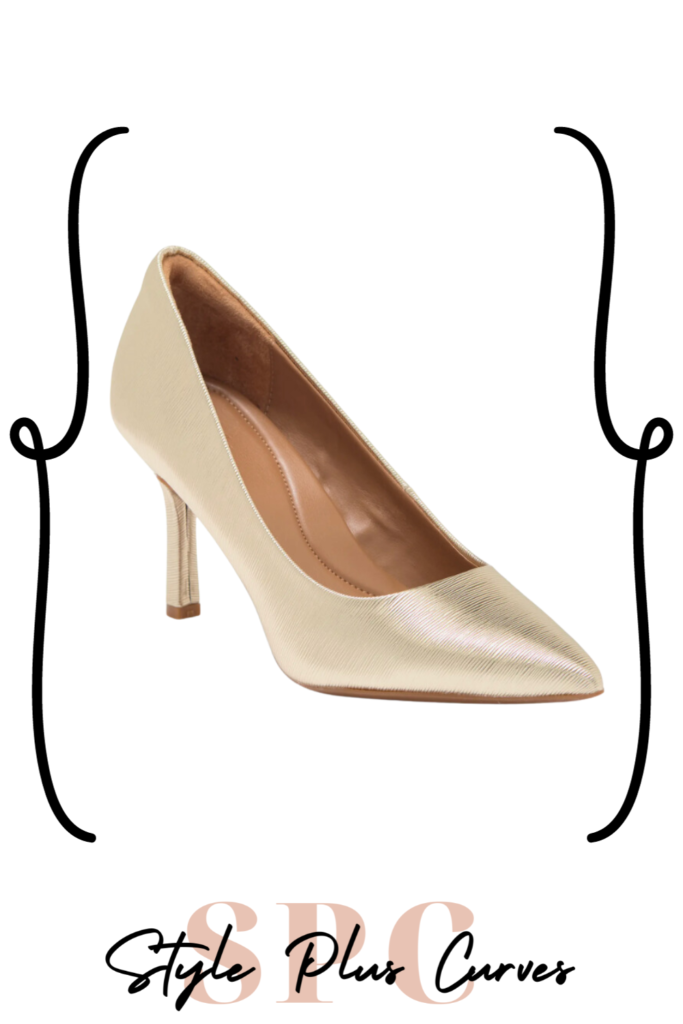 Gold Pointed Toe Faux Leather Pump