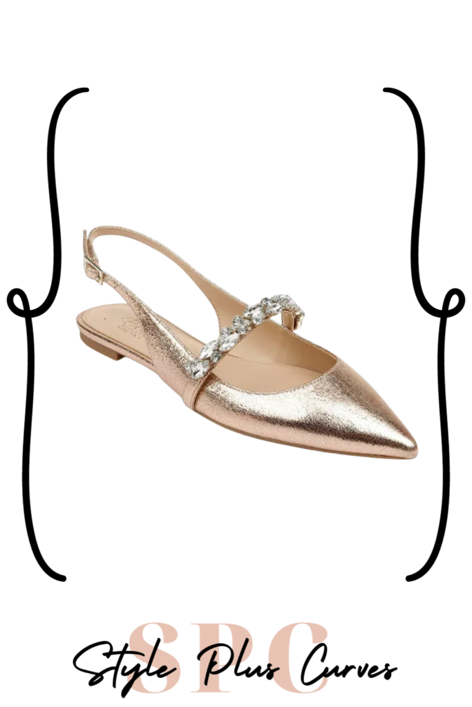 Gold Pointed Toe Slingback Flats