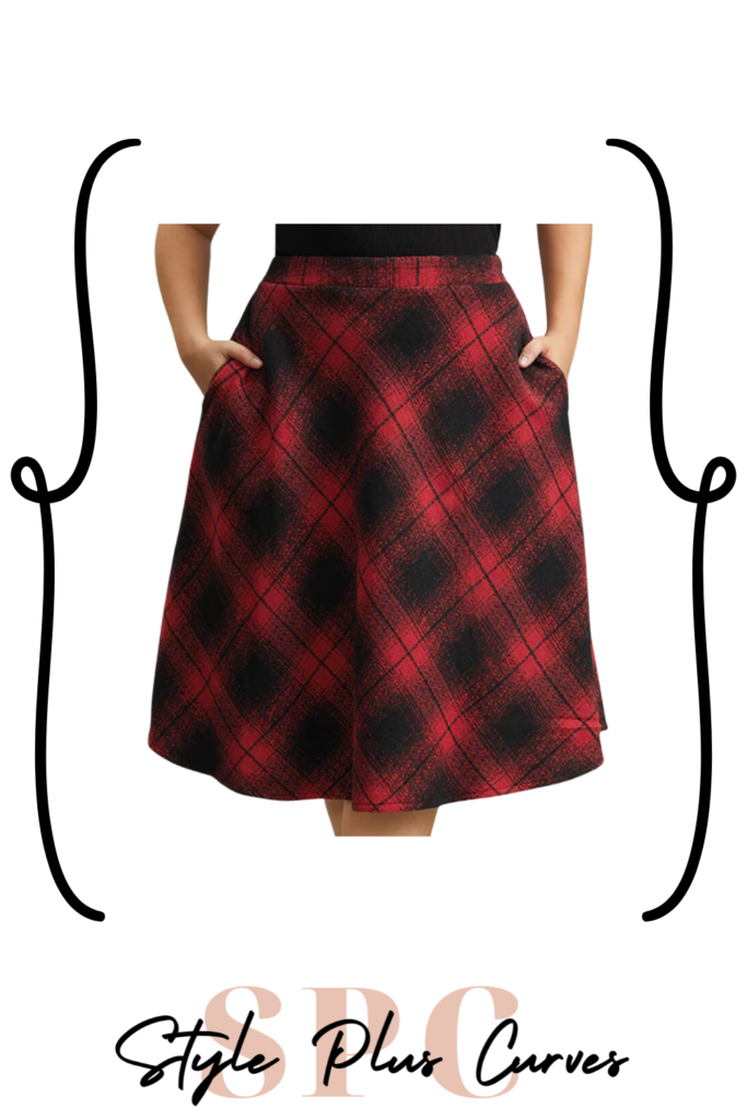 Plus Size Red Plaid Skirt