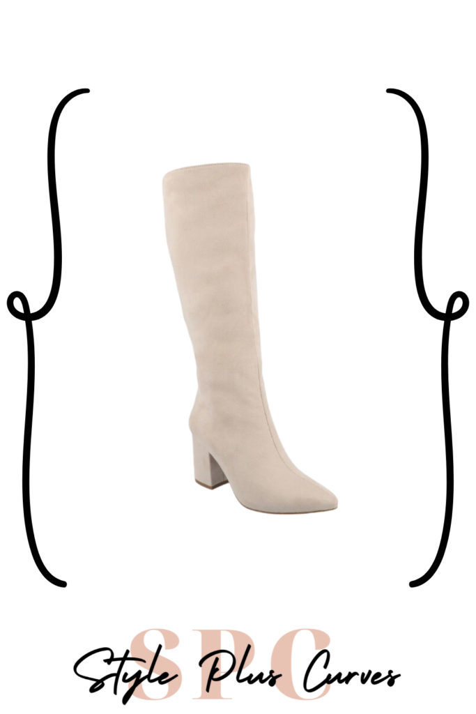 White Heeled Wide Calf Knee High Boots
