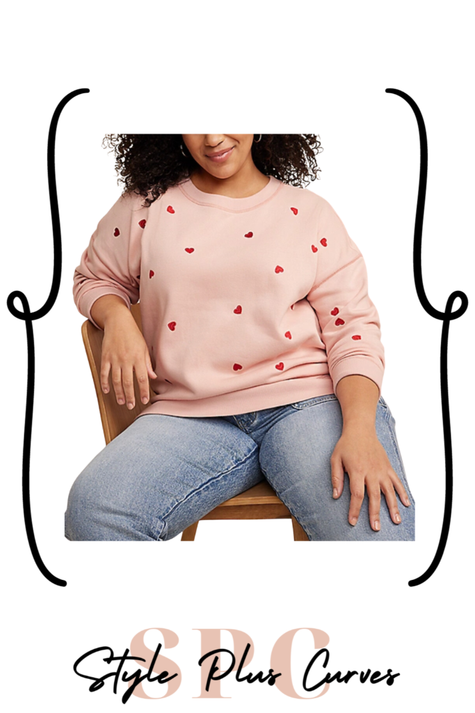 Plus Size Light Pink Sweater with Small Hearts
