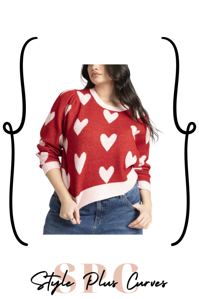 Plus Size Heart Intarsia Cropped Sweater