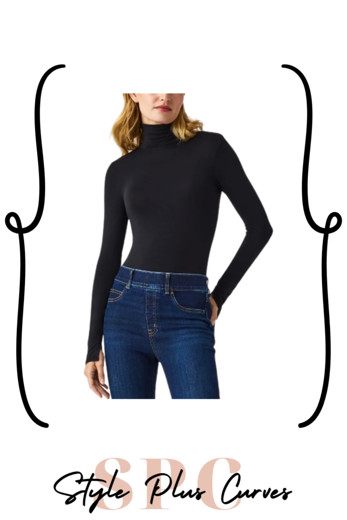 Plus Size Black Fitted Turtleneck
