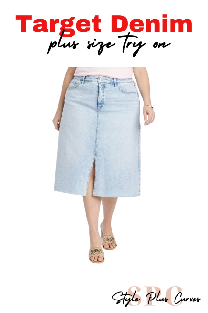 Plus Size Denim Midi Skirt