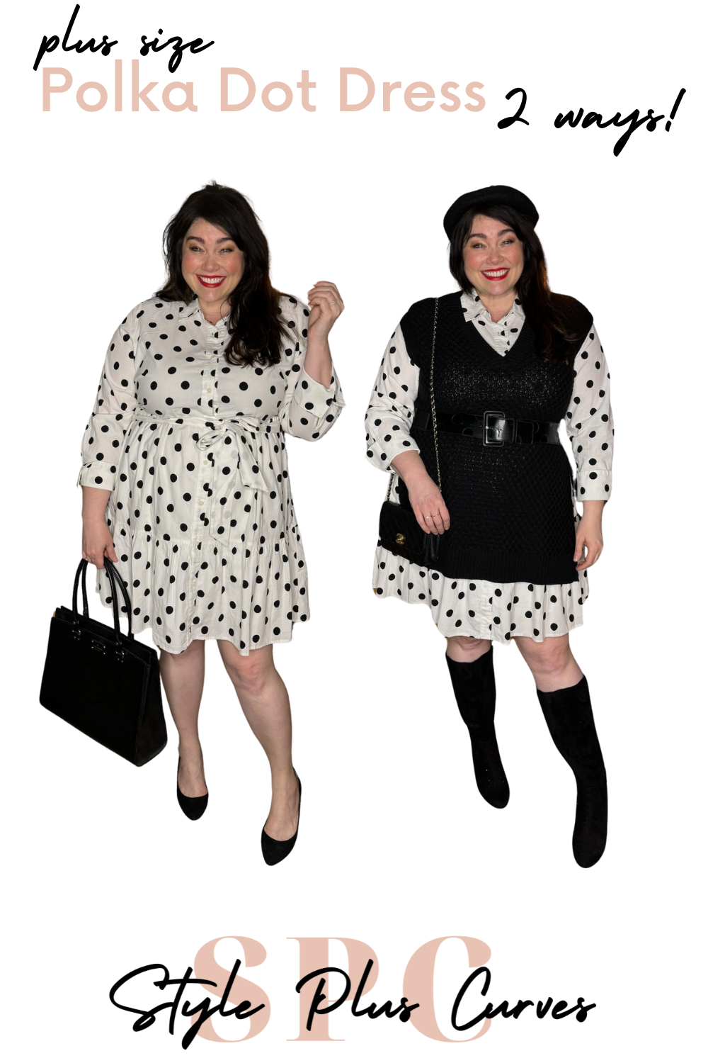Plus Size Polka Dot Dress – 2 Ways!