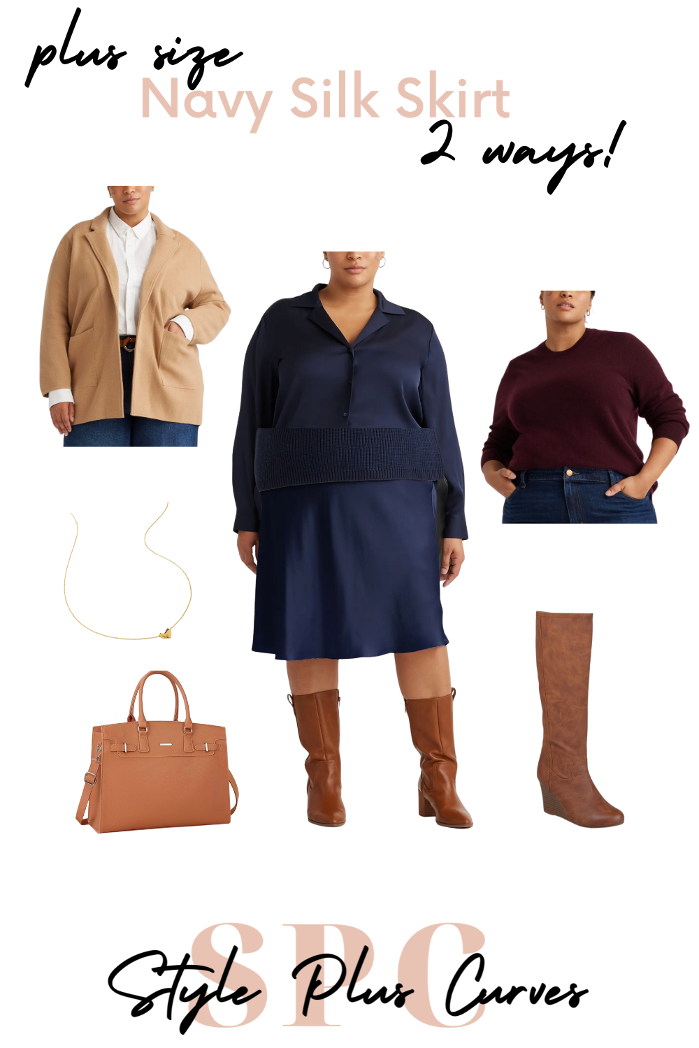 Plus Size Navy Silk Skirt – Styled 2 Ways!