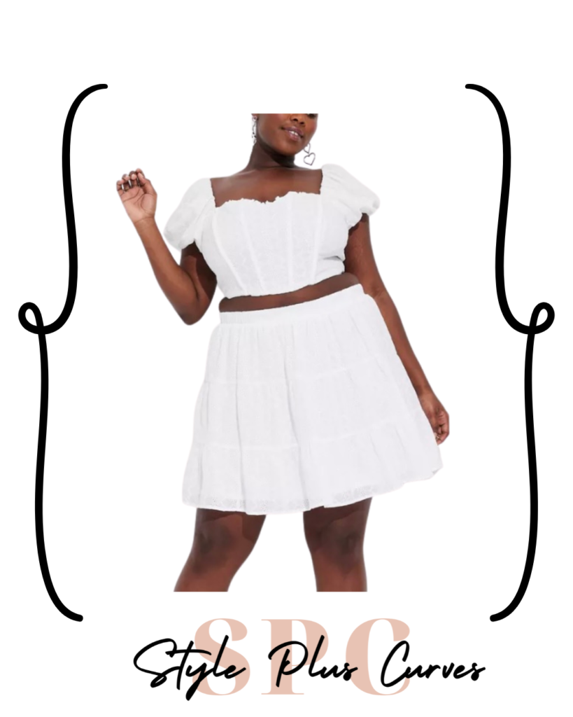 Plus Size White Eyelet Set