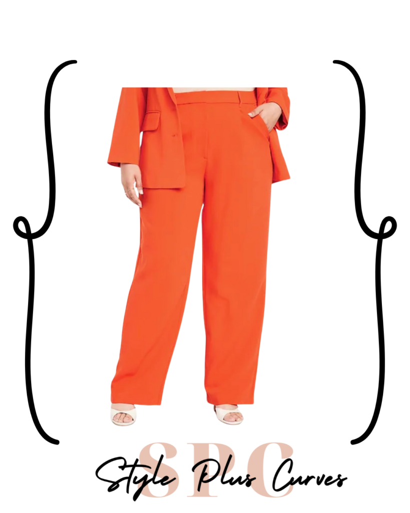 Plus size Orange Extra High-Waisted Taylor Wide-Leg Trouser Suit Pants