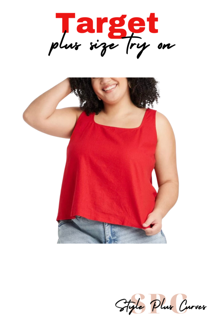 Plus Size Red Linen Tank