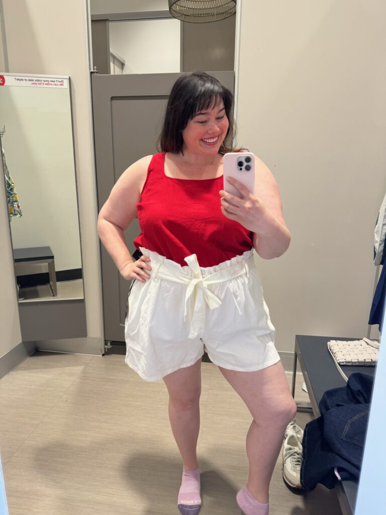 Plus Size Red Tank & White Shorts