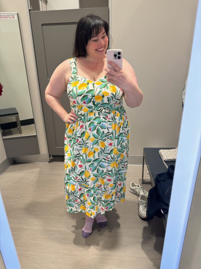 Plus Size Lemon Print Tiered Midi Tank Dress