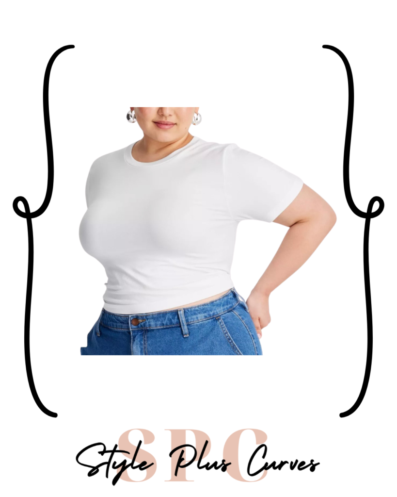 Plus Size Cropped White T-Shirt