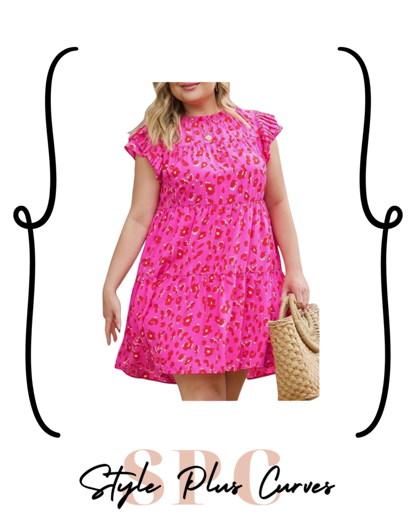 Plus Size Pink Leopard Print Dress