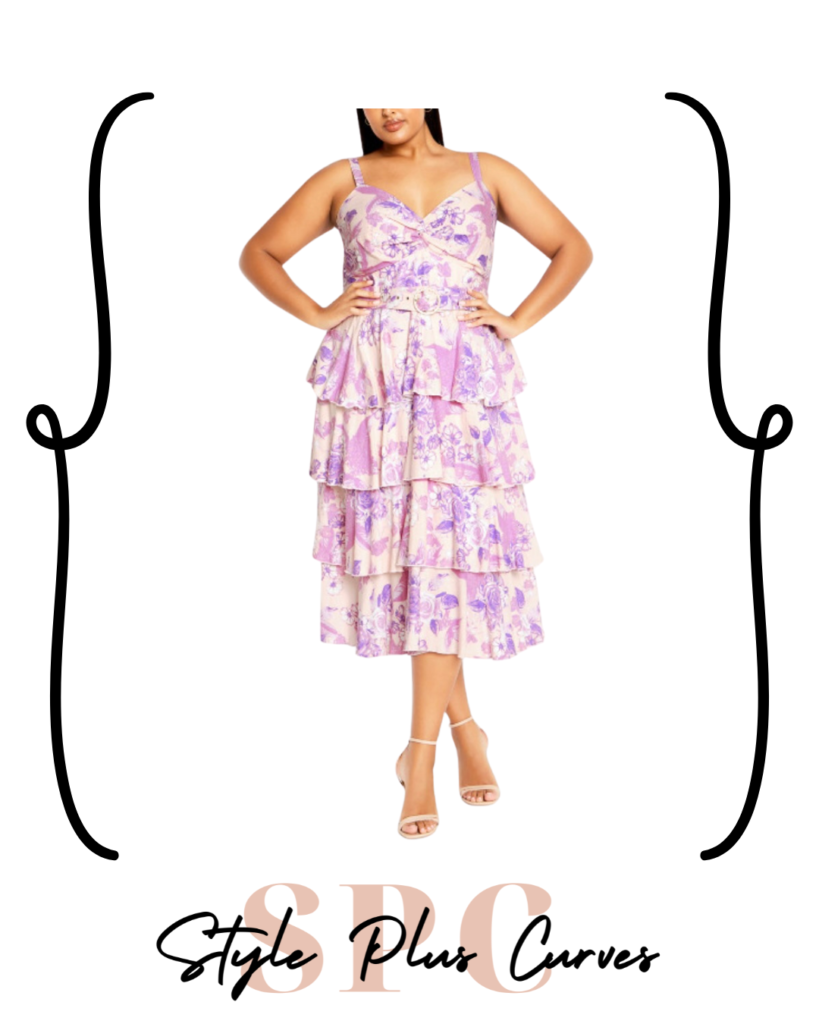Plus Size Pink Floral Tiered Dress