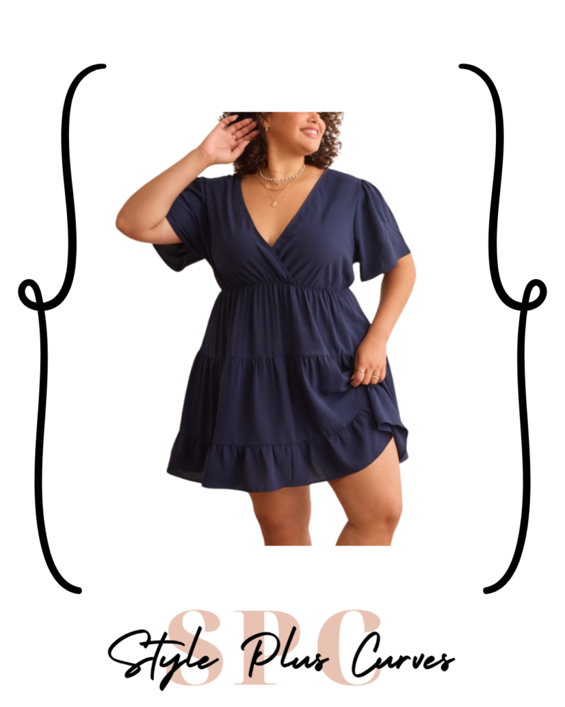 Plus Size Navy Tiered Dress