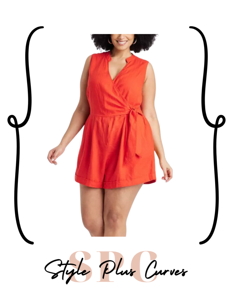 Plus Size Red Tie Romper