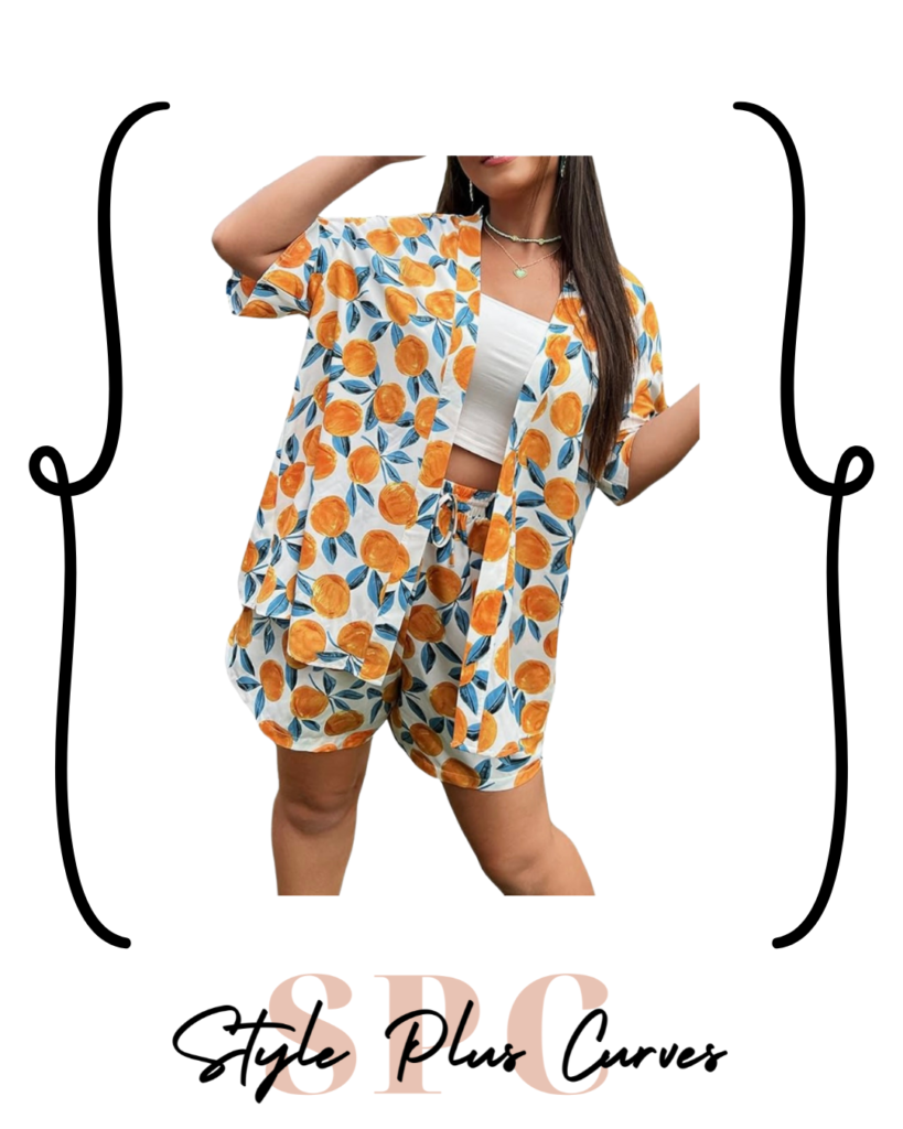 Plus Size Orange Patterned Set