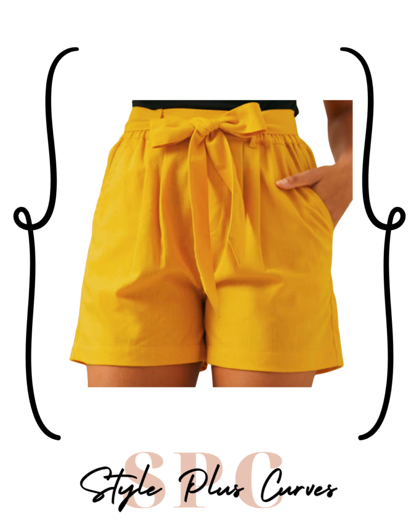 Plus Size Yellow Bow Shorts