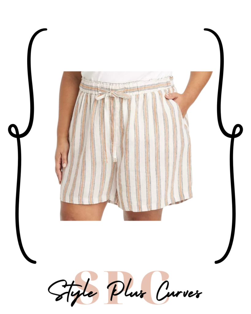 Plus Size Brown & Tan Striped Shorts