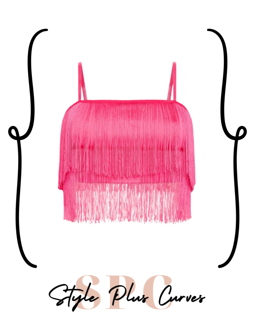 Plus Size Pink Fringe Cropped Tank