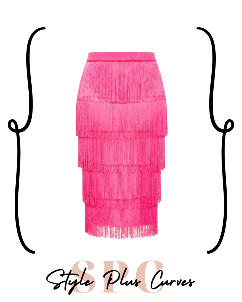 Plus Size Pink Fringe Skirt