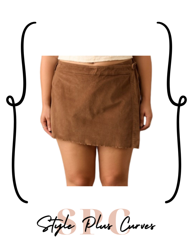 Plus Size Brown Corduroy Skort