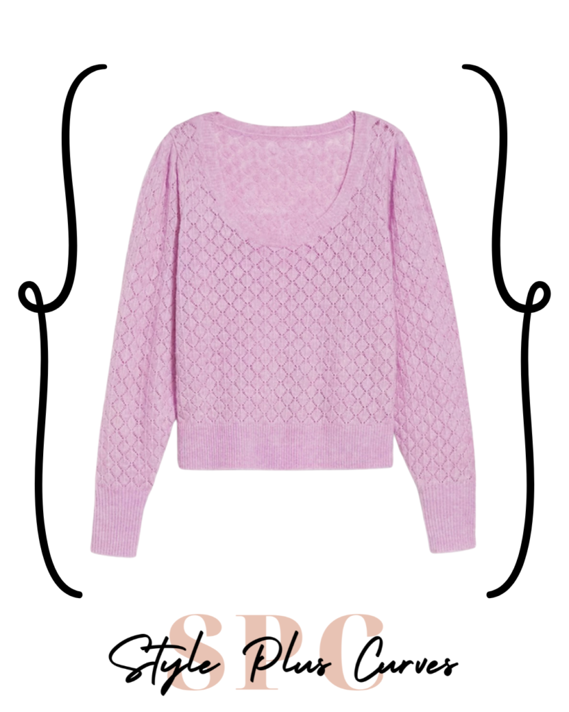 Plus Size Pink Pointelle Sweater