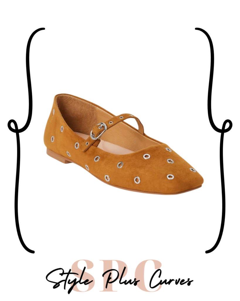 Tan Studded Mary Jane Flats