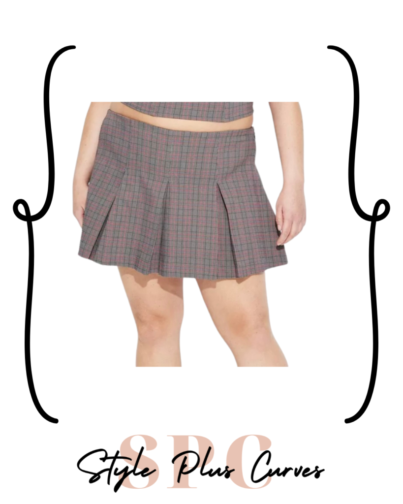 Plus Size Brown Plaid Skort