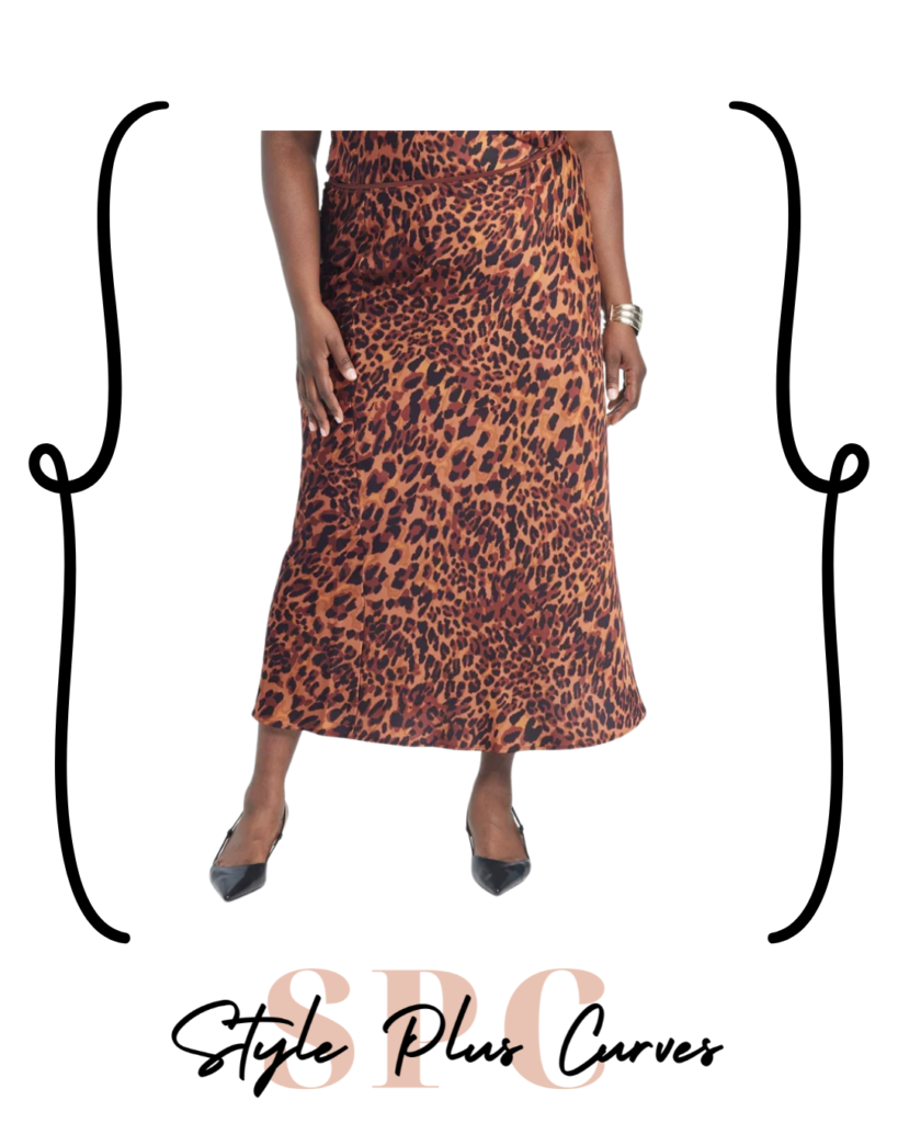 Plus Size Leopard Print Maxi Slip Skirt