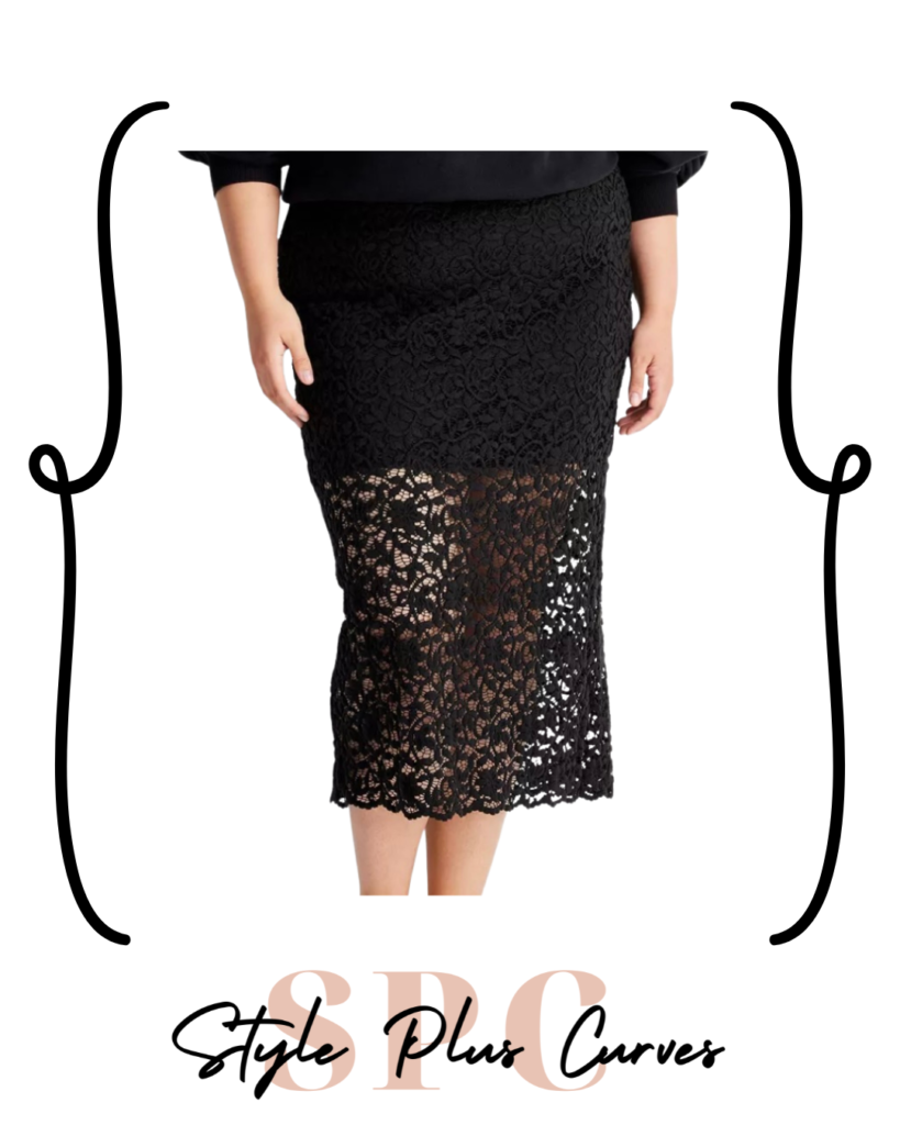 Plus Size Lace Midi Skirt