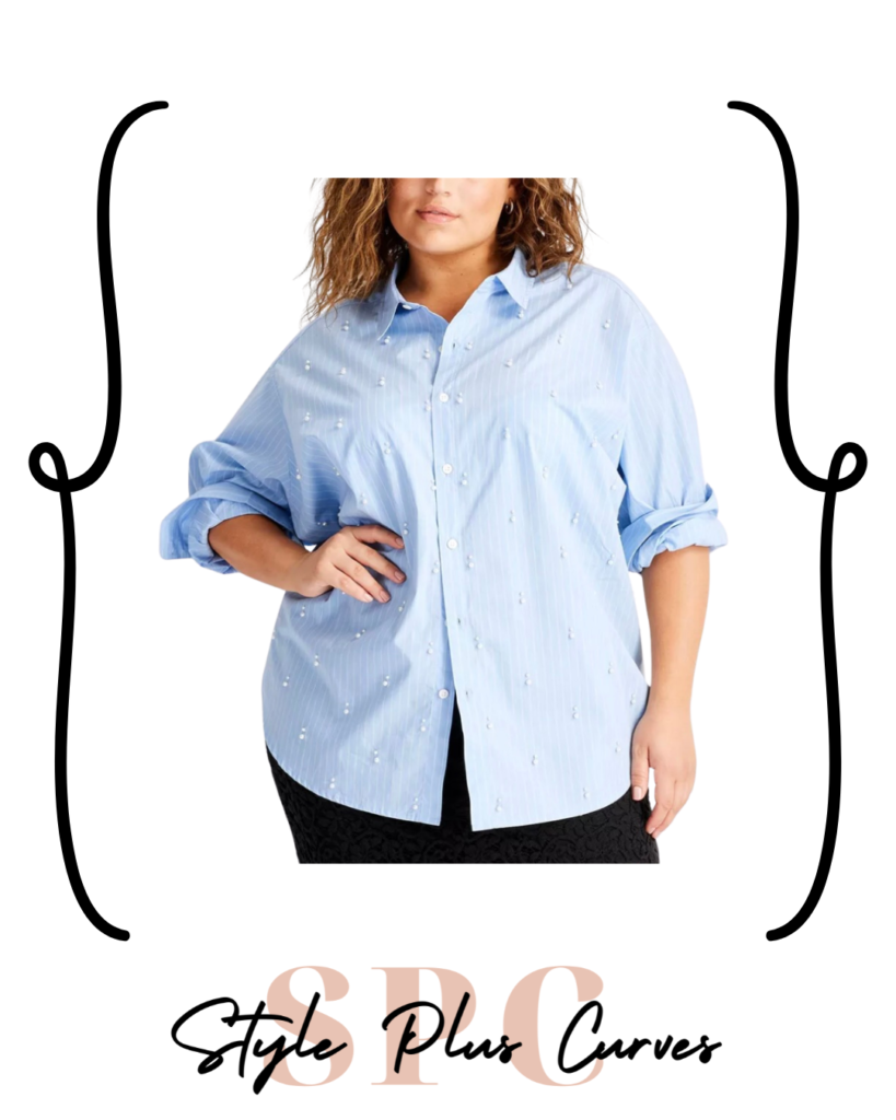 Plus Size Embellished Asymmetrical Button-Down