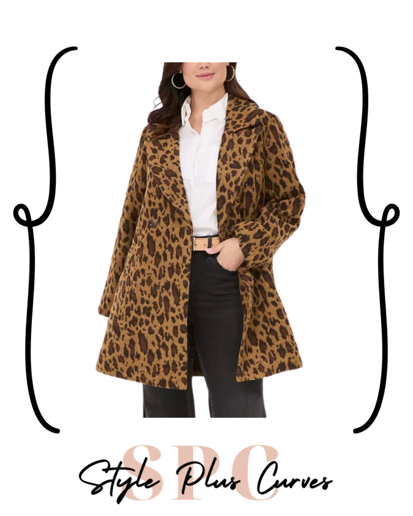 Plus Size Leopard Print Coat