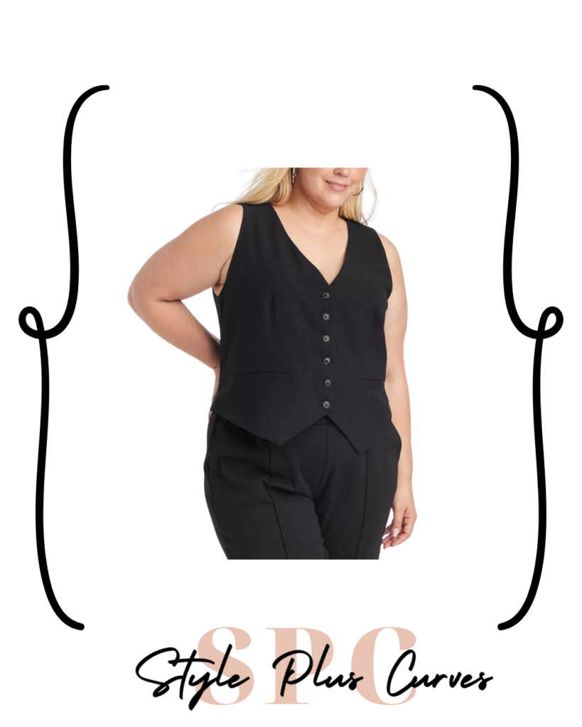 Plus Size Black Vest