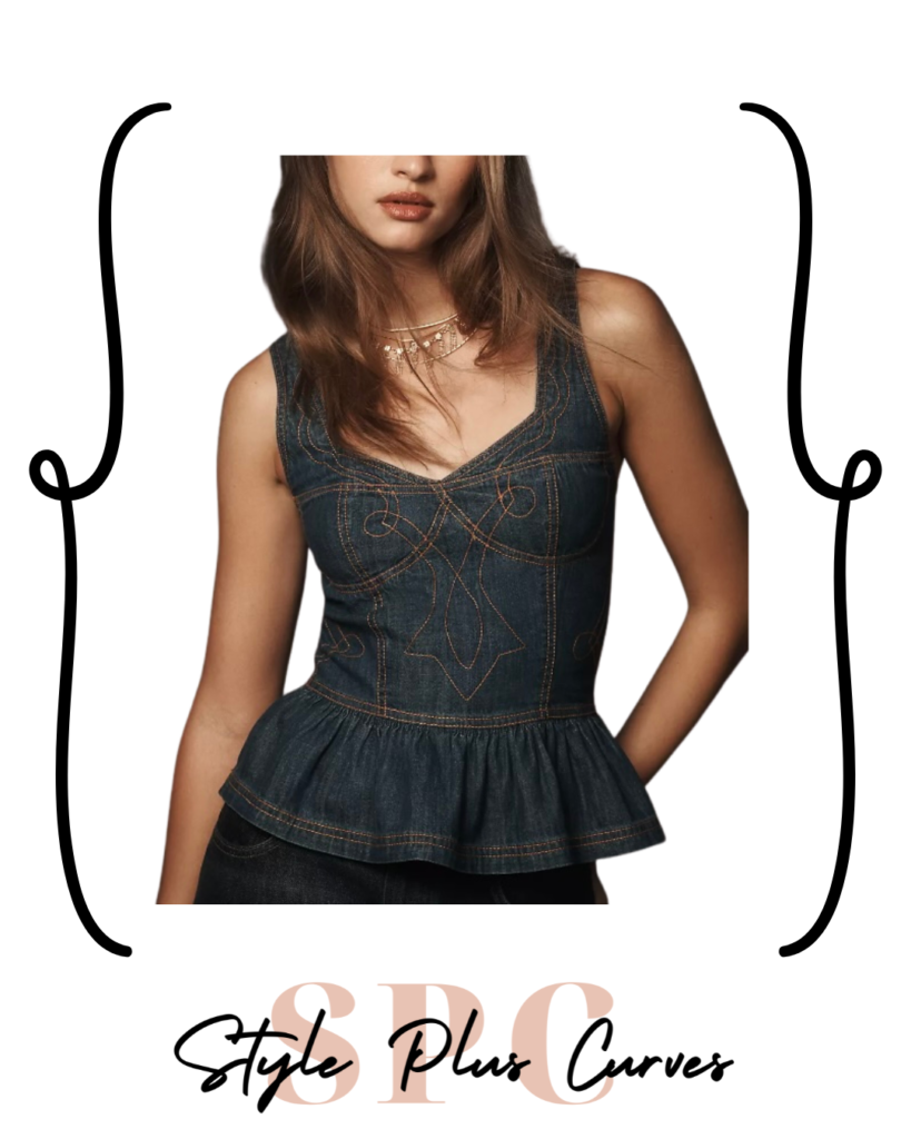 Plus Size Embroidered Peplum Corset Top