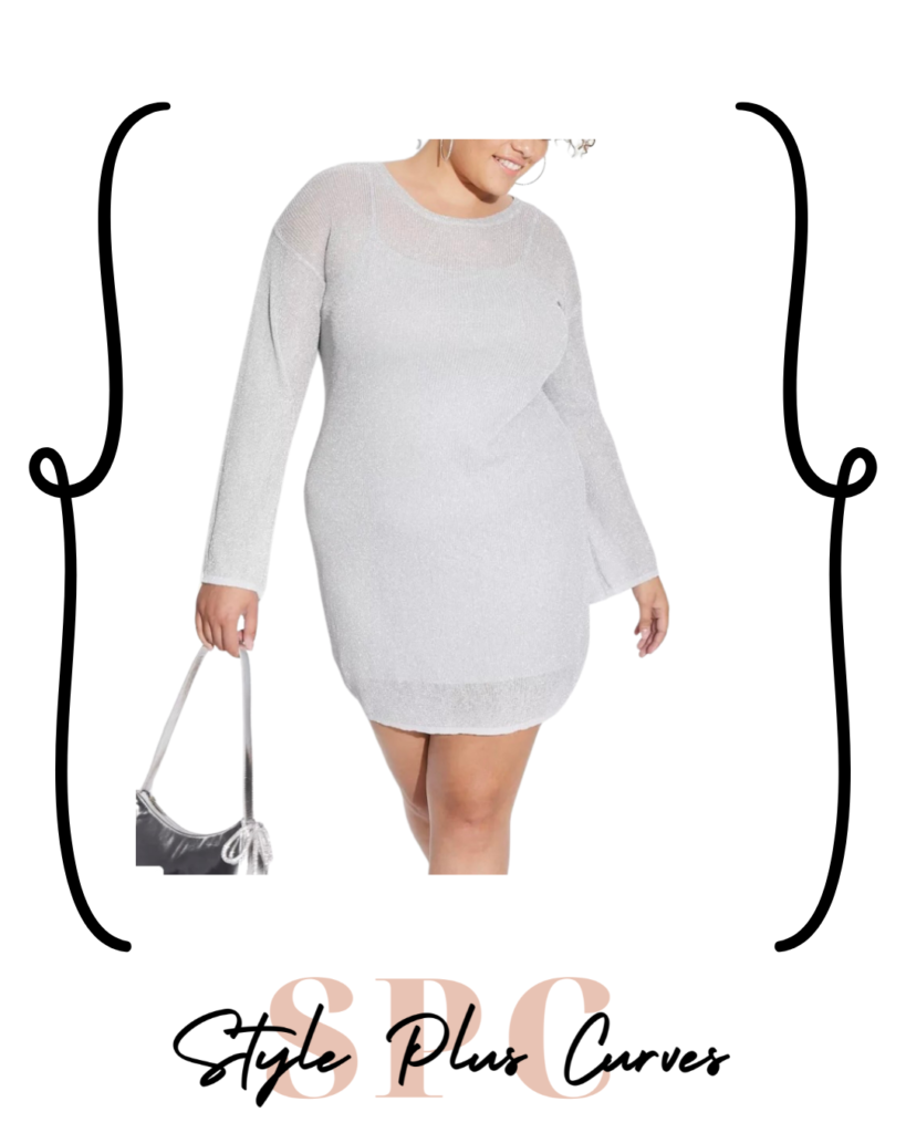 Plus Size Bell Sleeve Mini Sweater Dress