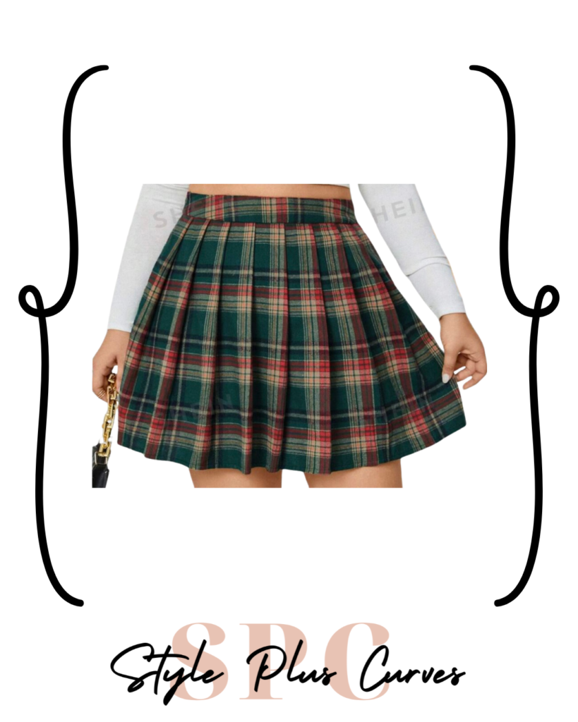 Plus Size Plaid Pleated Skirt