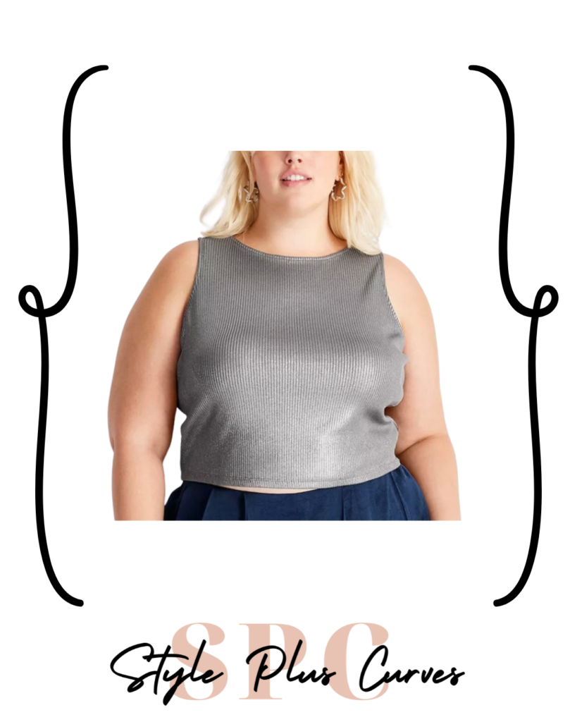 Plus Size Metallic Silver Tank